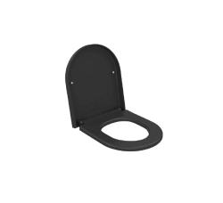 Cидение для унитаза Ambassador Queen, 570х360 мм, (толстое), дюропласт, цвет- черный матовый, с крышкой, Soft Close (микролифт), округлое