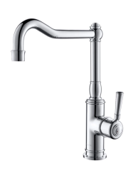 Смеситель для кухни/мойки Aquatek Классик однорычажный, поворотный, латунный, Г-излив, длина излива 210 мм, цвет хром