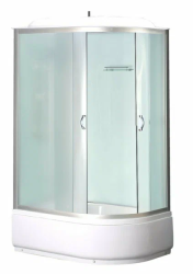 Душевая кабина Loranto Sunway, 120х80х215 см, левая/левосторонняя, поддон 40 см, ассиметричная, стекло прозрачное, задние стенки цвет- белый, без гидромассажа, профиль хром CS-66120L F 120*80*215