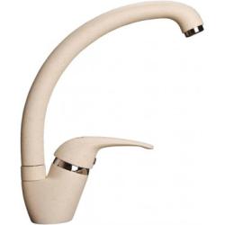 Смеситель для кухни/мойки GranFest, однорычажный, керамический картридж, высокий, с поворотным изливом, длина 200 мм, латунь, цвет бежевый