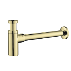 Сифон для раковины Aquatek AQ6012PG бутылочный, без выпуска, 1 1/4" горизонтальный/боковой выпуск (в стену), латунь/нержавеющая сталь, цвет полированное золото, для раковины/умывальника