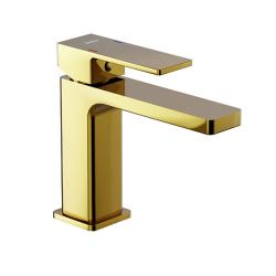 Смеситель для раковины/умывальника Damixa Gala, однорычажный, неповоротный, керамический, длина излива 125 мм, латунь, цвет золото