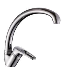 Смеситель для кухни/мойки Rossinka, однорычажный, керамический картридж, поворотный, высокий излив, длина излива 240 мм, латунь, цвет хром