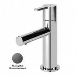 Смеситель для раковины Cezares Leaf, однорычажный, низкий, длина излива 102 мм, неповоротный, керамический, латунь, цвет стальной матовый, с донным клапаном