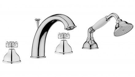 Смеситель для ванны/душа Webert Ottocento двухвентильный, на борт ванны, излив 190 мм, неповоротный, латунь, цвет хром