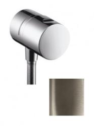 Шланговое подсоединение Axor Uno Fixfit Stop, с запорным вентилем, размер 6 см, цвет полированный никель, круглое, настенное, латунное, с обратным клапаном, подключение для душевого шланга