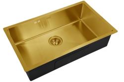 Мойка кухонная ZorG Bronze, 74х44х20 см, нержавеющая сталь, прямоугольная, цвет: бронза, без отверстия под смеситель, без крыла, слив-перелив, врезная