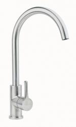 Смеситель для кухни/мойки Longran Logic, однорычажный, поворотный, керамический картридж, высокий, длина излива 210 мм, нержавеющая сталь, цвет нержавеющая сталь
