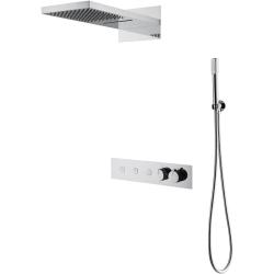 Душевая система Boheme Fusion, встраиваемая, цвет хром, комплект: термостатический смеситель/тропический душ (с верхней лейкой)/лейка/шланг, встраиваемый (скрытый) монтаж