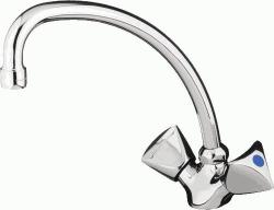 Смеситель для кухни/мойки Melodia Dinatro двухвентильный, поворотный, длина излива 200 мм, высота 175 мм латунь, цвет хром, без подводки MDV40105