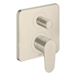 Смеситель для ванны Axor Citterio M однорычажный, скрытого монтажа, настенный/встраиваемый, квадратный, латунный, без излива, керамический, цвет шлифованный никель, без душевого шланга/лейки, со встроенной защитной комбинацией EN1717