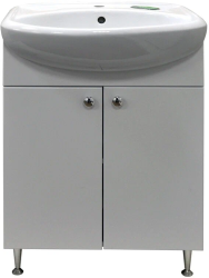 Тумба Loranto Моника New 55, с раковиной Арго 55, 57х47,5х84 см, напольная, распашные дверцы, ЛДСП/МДФ, прямоугольная, раковина (Арго 55), прямоугольная, цвет белый, фаянс