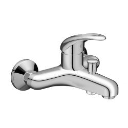 Смеситель для ванны/душа Dorff Comfort однорычажный, керамический, настенный, излив короткий литой 140 мм, латунь хром