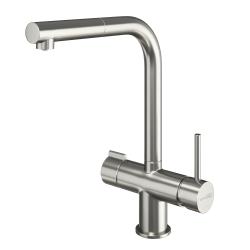 Смеситель для кухни/мойки WasserKRAFT A8927, с каналом для фильтрованной воды, однорычажный, поворотный/выдвижной излив, керамический, длина излива 222 мм, латунь/нержавеющая сталь, цвет никель