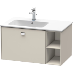 Тумба под раковину Duravit Brioso, 82х47,9х44,2 см, подвесная, 1 выдвижной ящик, с открытой полкой слева, ДСП, цвет: серо-коричневый/хром, шкафчик навесной, механизм доводчика, прямоугольная, левая, в ванную комнату