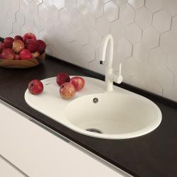 Мойка кухонная Lemark LACHA 760, 50х76х19,7 см, врезная, кварцгранит, овальная, цвет шампань, без отверстия под смеситель, с крылом, оборачиваемая, слив-перелив, врезная в столещницу, для кухни