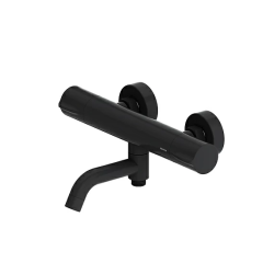 Смеситель для ванны/душа Damixa Scandinavian Pure, настенный, термостатический, поворотный, керамический, длина излива 189 мм, латунь, цвет черный матовый