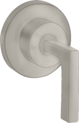 Вентиль Axor Citterio запорный, с рычаговой рукояткой, скрытого монтажа, настенный, круглый, латунь, цвет: под сталь, встраеваемый/встроенный, для ванны/душа