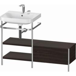 Консоль с раковиной Duravit Happy D.2 Plus c-bonded, 120х49х85 см, напольная, металл/ДСП 1 выдвижной ящик, 2 полки, левая, цвет: орех брашированный /умывальник, цвет белый, керамика, 2 отверстия под смеситель