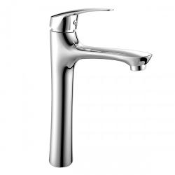 Смеситель для раковины Lemark Linara высокий, однорычажный, монолитный, керамический, с высоким фиксированным изливом, высота излива 22,2 см, латунь, покрытие хром, цвет хром