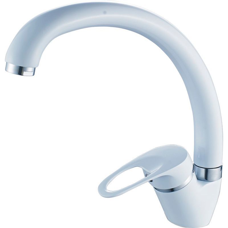 Смеситель для кухни/мойки HAIBA CRON однозахватный, поворотный, длина 187 мм, силумин, цвет белый