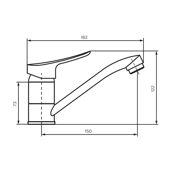 Смеситель для раковины Dorff Norma однорычажный, излив повротный, длина 150 мм, керамический, латунь, цвет хром