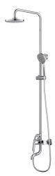 Душевая система D&K Venice Rialto, высота 129 см, цвет: хром, комплект: верхний душ/ручной душ/однорычажный смеситель для душа/излив/шланг для душа/держатель для душа, наружного монтажа, настенная, латунная, для душа/ванной
