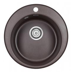 Мойка кухонная Paulmark GELEGEN, 48х48х19 см, врезная, кварцевый композит, круглая, цвет кофе, с отверстием под смеситель, без крыла, слив-перелив, врезная в столещницу, для кухни