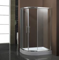 Душевой уголок BandHours Alba L 80х120х200 см, с низким поддоном, асимметричный, левый (с сифоном), без крыши, раздвижной, акриловый,  стеклянный, пластиковый, белый профиль, без антискольжения, комплект, для душа, ванной, квартиры, дома, дачи