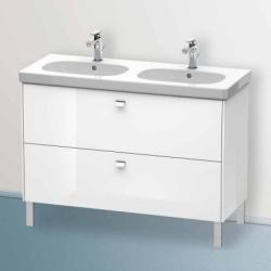 Тумба под раковину Duravit Brioso, 117х46,9х69,3 см, напольная, цвет: белый глянец/хром, 2 выдвижных ящика, ДСП, прямоугольная, левая/правая, для раковины D-Code, в ванную комнату