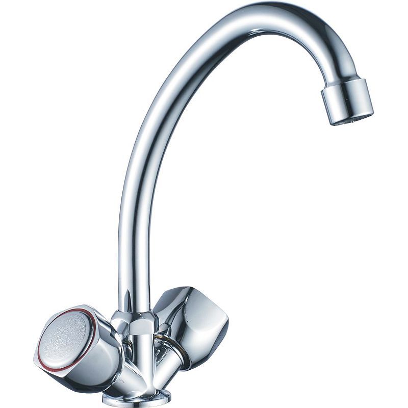 Смеситель для кухни/мойки HAIBA CRON двухвентильный, поворотный,  длина 233 мм, силумин, цвет хром