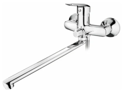 Смеситель для ванны/душа LEDEME настенный, однорычажный, поворотный, латунный, длина излива 400 мм, латунь, цвет хром