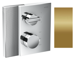 Смеситель для душа Axor Edge, с запорным/переключающим вентилем, термостатический, с алмазной огранкой, скрытого монтажа, настенный, без излива/шланга/лейки, квадратный, латунный, цвет полированная бронза, с термостатом Смеситель для душа Axor Edge, с запорным/переключающим вентилем, термостатический, с алмазной огранкой, скрытого монтажа, настенный, без излива/шланга/лейки, квадратный, латунный, цвет полированная бронза, с термостатом