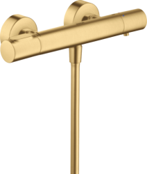 Смеситель для душа Axor Citterio M, термостатический, внешнего/наружнего монтажа, настенный, без излива/шланга/лейки, округлый, латунный, цвет шлифованное золото, с термостатом