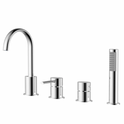 Смеситель для ванны Azario Delicate, однорычажный, на борт ванны, поворотный, латунный, длина излива 162 мм, керамический, цвет хром