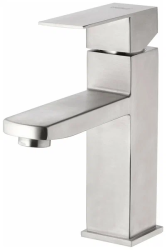 Смеситель для раковины/умывальника Haiba, однорычажный, неповоротный, нержавеющая сталь, длина излива 126 мм, керамический, цвет сталь