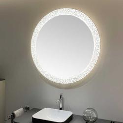Зеркало Duravit Happy D.2 Plus, 70х70х4,7 см с LED/ЛЕД-подсветкой, круглое, подвесное/настенное, узор органик, сенсорный выключатель, диммер, без подогрева, для ванной