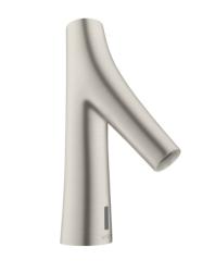 Смеситель для раковины AXOR Starck Organic, электронный, сенсорный, инфракрасный, фиксированный излив, длина 10,5 см, латунь, цвет под сталь, питание от батареек, без регулировки температуры