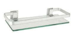 Полка стеклянная 1-ярусная Ekko, настенная, форма прямоугольная, алюминий/стекло, в ванную/туалет/душевую кабину, под зеркало, цвет хром