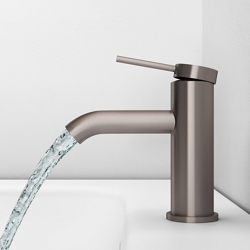 Смеситель для раковины/умывальника Abelsberg Fluida однорычажный, неповоротный/фиксированный, излив длина 91 мм высота 77 мм латунь, цвет титан