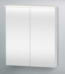 Зеркальный шкаф Duravit Happy D.2, 65х76х20,8 см, подвесной, цвет: белый глянец, зеркало с подсветкой LED/ЛЭД, сенсорный выключатель, с 2 распашными дверцами/двухстворчатый, 2 стеклянные полки, прямоугольный