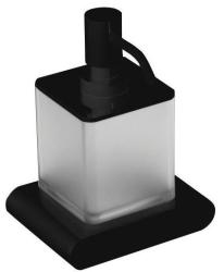 Дозатор жидкого мыла Art&Max Platino, настенный, латунь/стекло, форма квадратная, для мыла в ванную/туалет/душевую кабину, цвет черный матовый