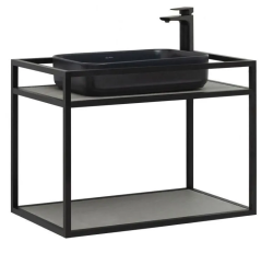 Консоль под раковину Allen Brau Liberty 75, 750х460х550 мм, подвесная, цвет черный браш, металлическая, каркас под раковину, прямоугольная