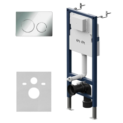 Инсталляция AM.PM PrimeFit с механической клавишей L цвет хром (клавиша смыва, двойного слива), система для подвесного унитаза, со скрытым смывным бачком (бак), комплект I012709.0151