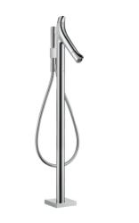 Смеситель для ванны Axor Starck Organic термостатический, напольный, неповоротный, латунный, длина излива 17,5 см, цвет хром, с душевым шлангом/держателем/лейкой