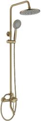 Душевая система Voda со смесителем Vessel Gold высота 800-1178 мм цвет золото, комплект: однорычажный смеситель/излив/тропический душ (с верхней лейкой)/лейка/стойка/шланг, латунь/нержавеющая сталь Душевая система Voda со смесителем Vessel Gold высота 800-1178 мм цвет золото, комплект: однорычажный смеситель/излив/тропический душ (с верхней лейкой)/лейка/стойка/шланг, латунь/нержавеющая сталь