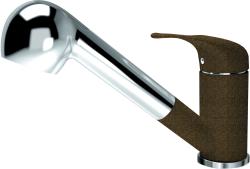 Смеситель для кухни/мойки Flortek Сигма FK, однорычажный, керамический картридж, с поворотным/выдвижным изливом, низкий, длина излива 190 мм, латунь, цвет коричневый