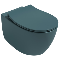 Унитаз подвесной ISVEA Sentimenti Neo, 363х510х400 мм, цвет: изумрудный матовый, горизонтальный (в стену) выпуск, без сиденья, безободковый, антивсплеск, под скрытый бачок