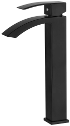 Смеситель для раковины/умывальника LEDEME однорычажный, неповоротный, высокий, длина излива 123 мм, латунь, цвет черный