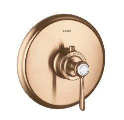 Смеситель для душа Axor Montreux, термостатический, с рычаговой рукояткой, скрытого/настенного монтажа, без излива/шланга/лейки, круглый, латунный, цвет шлифованное красное золото, с термостатом, встроенный/встраиваемый/термостатный